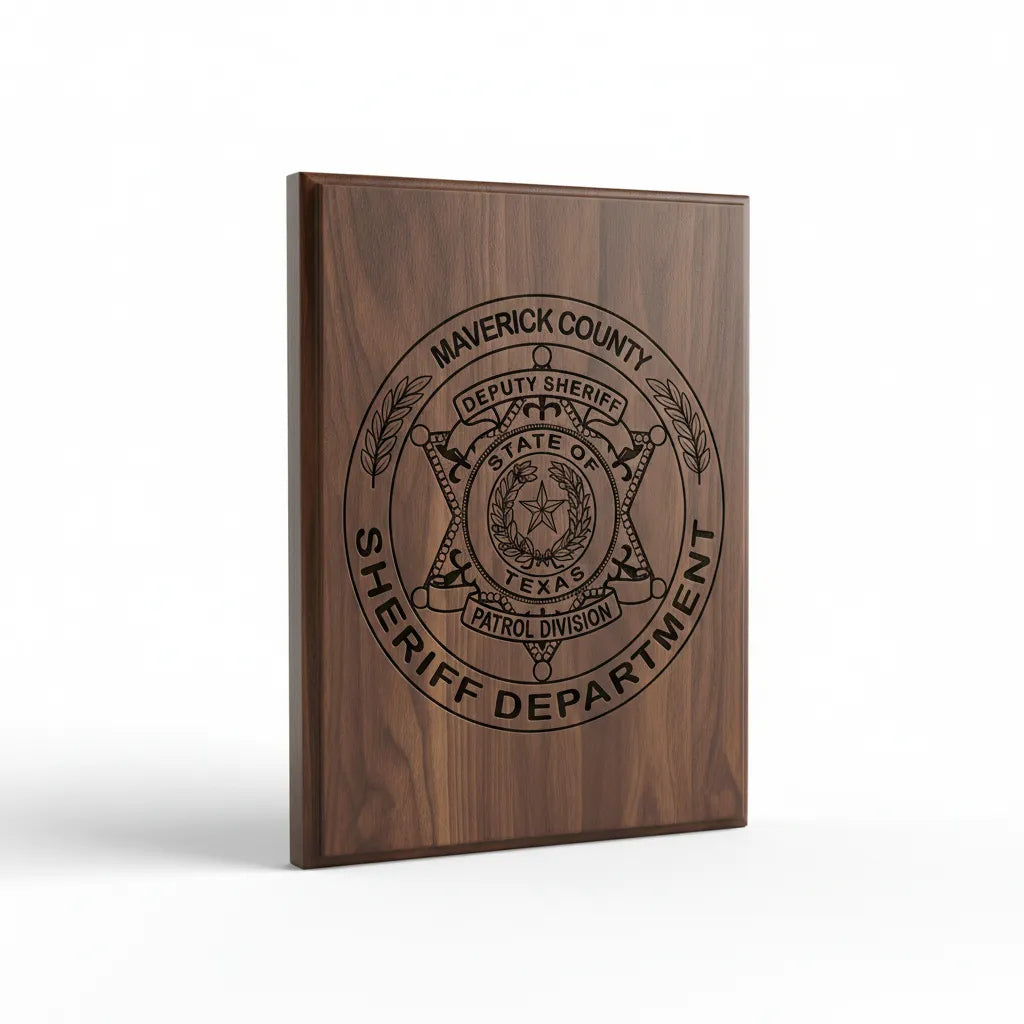 Maverick County Sheriff Badge SVG

Texas Law Enforcement Vector Design

Deputy Sheriff Patrol Division Engraving File

Maverick County TX Sign CNC File

State of Texas Seal Vector for Laser Cutting