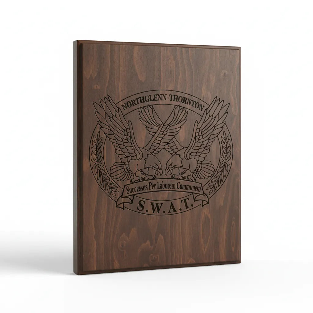 Northglenn Thornton SWAT Logo SVG

Colorado Law Enforcement Tactical Vector

Twin Eagle SWAT Badge Engraving File

Northglenn Thornton Police Sign CNC File

SWAT Team Emblem Vector for Laser Cutting