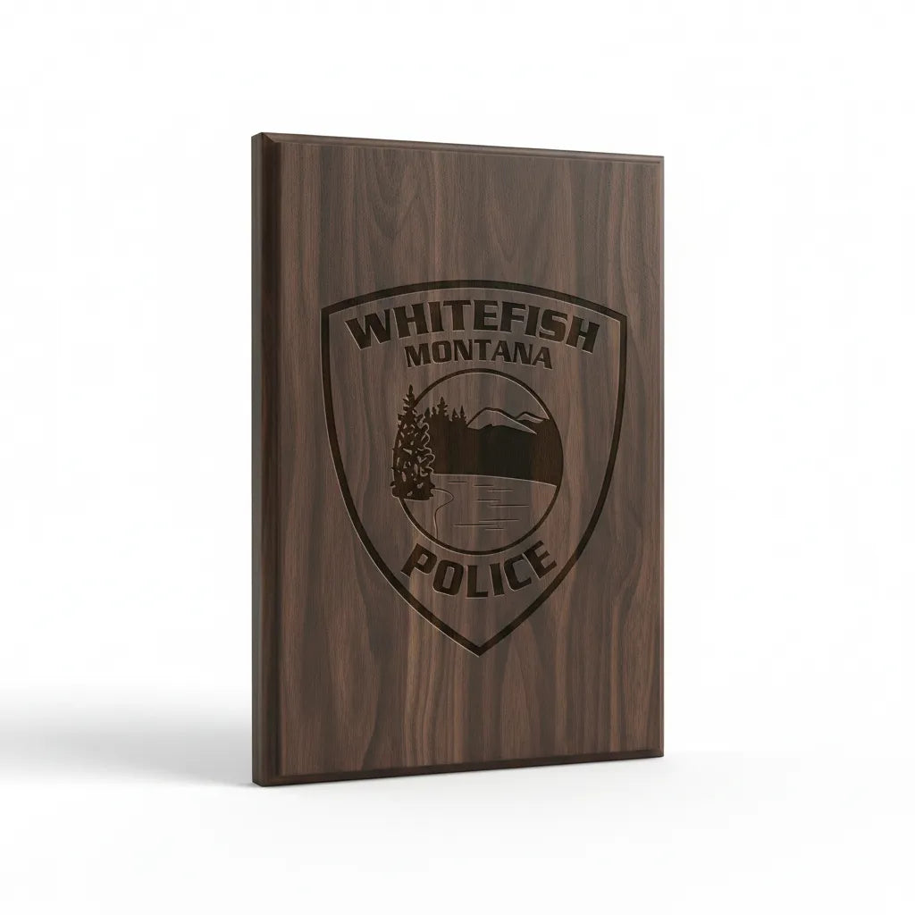 Whitefish Montana Police Logo SVG

Montana Law Enforcement Vector Design

Mountain and Lake Shield Engraving File

Whitefish MT Police Sign CNC File

Scenic Police Patch Vector for Laser Cutting