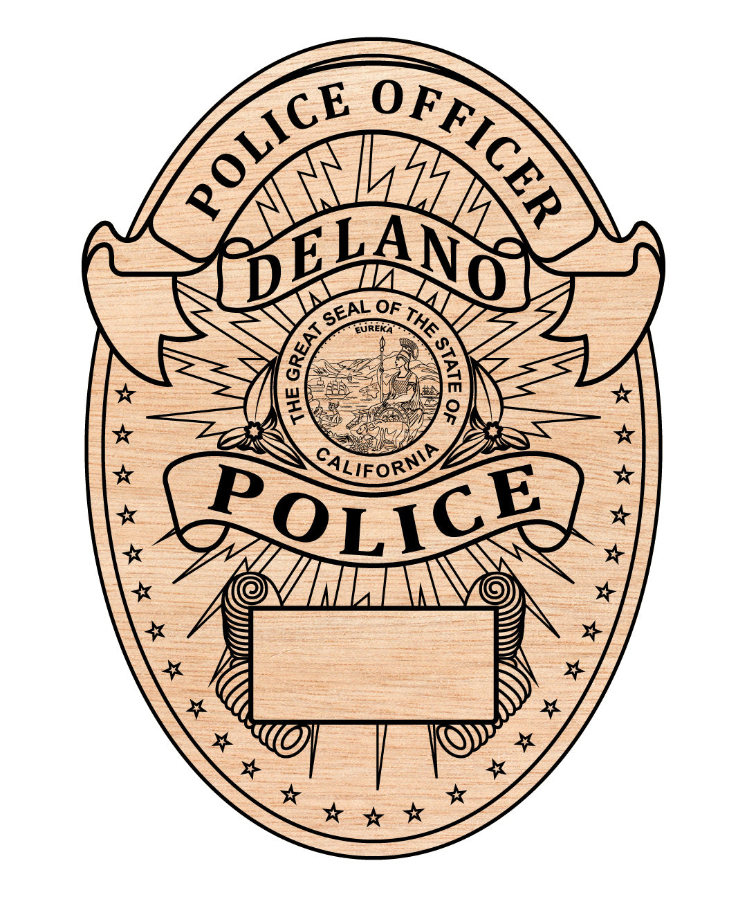 Delano California Police Badge SVG, Delano Police Badge Vector, California Police Badge SVG, Law Enforcement Badge Emblem, Police Shield Vector, Badge Engraving File