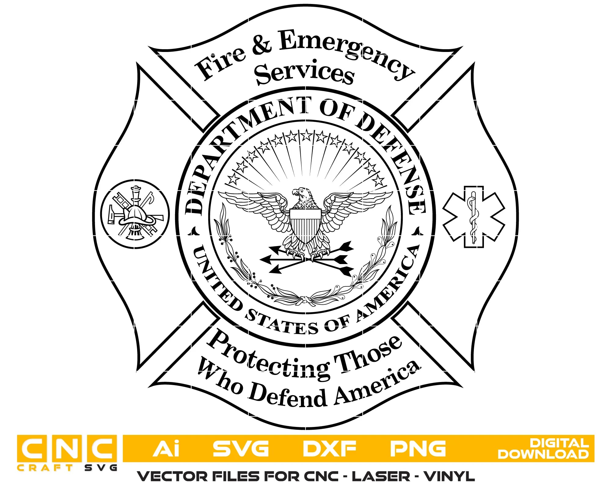 Department of Defense Fire & Emergency Services Emblem SVG Military Firefighter Vector