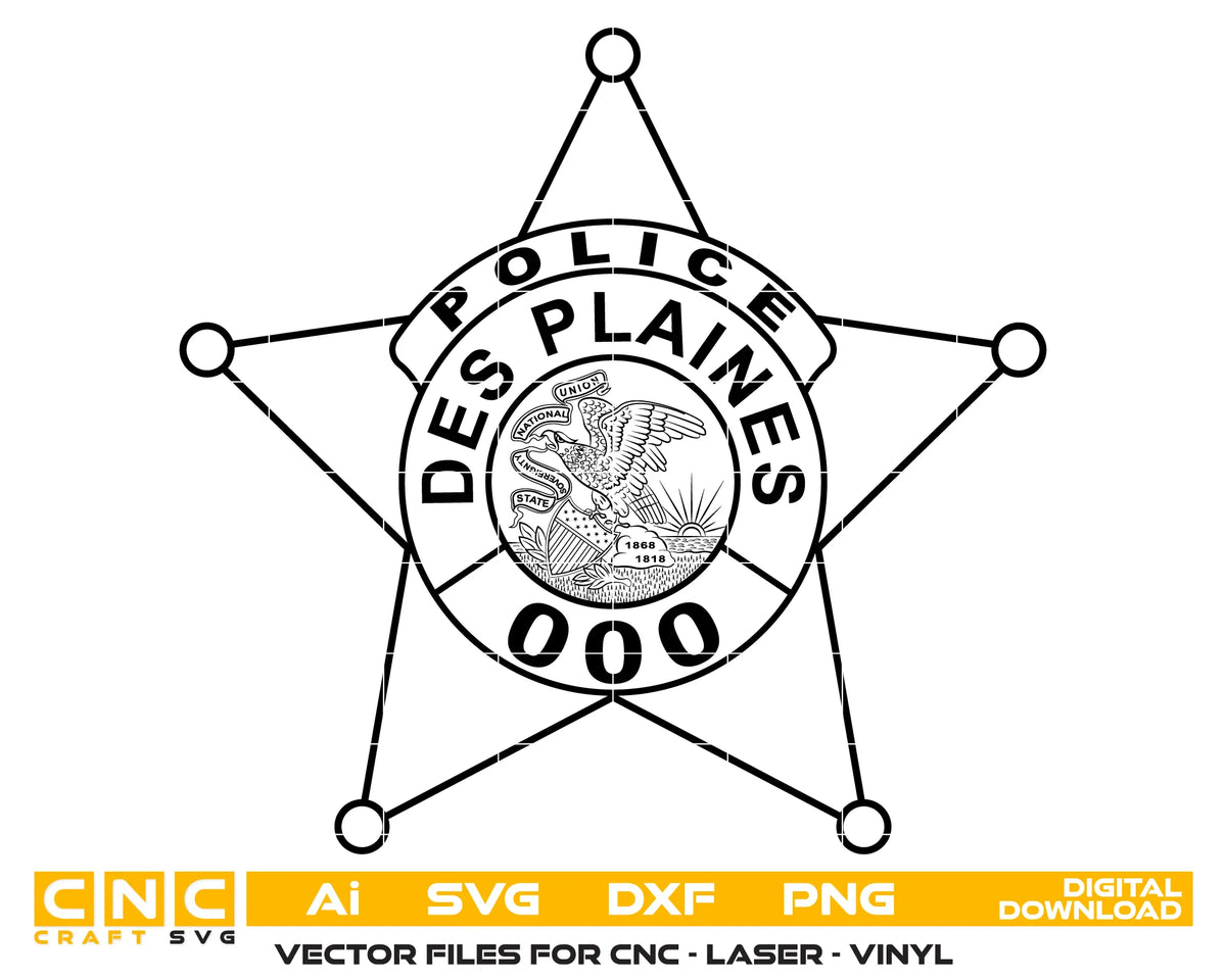 Des Plaines Police Department Badge SVG Illinois Law Enforcement Vector   