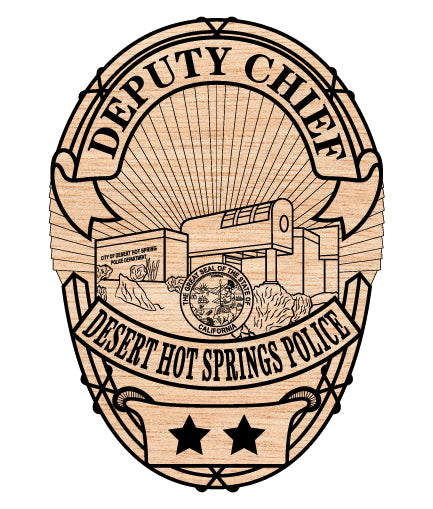 Desert Hot Springs Police Deputy Chief Badge SVG for CNC

Desert Hot Springs CA Police Badge Vector for Laser Engraving

California Deputy Chief Police Emblem for Wood Carving

Professional Desert Hot Springs Law Enforcement Shield Design

Desert Hot Springs Police SVG Logo for CNC Router Projects