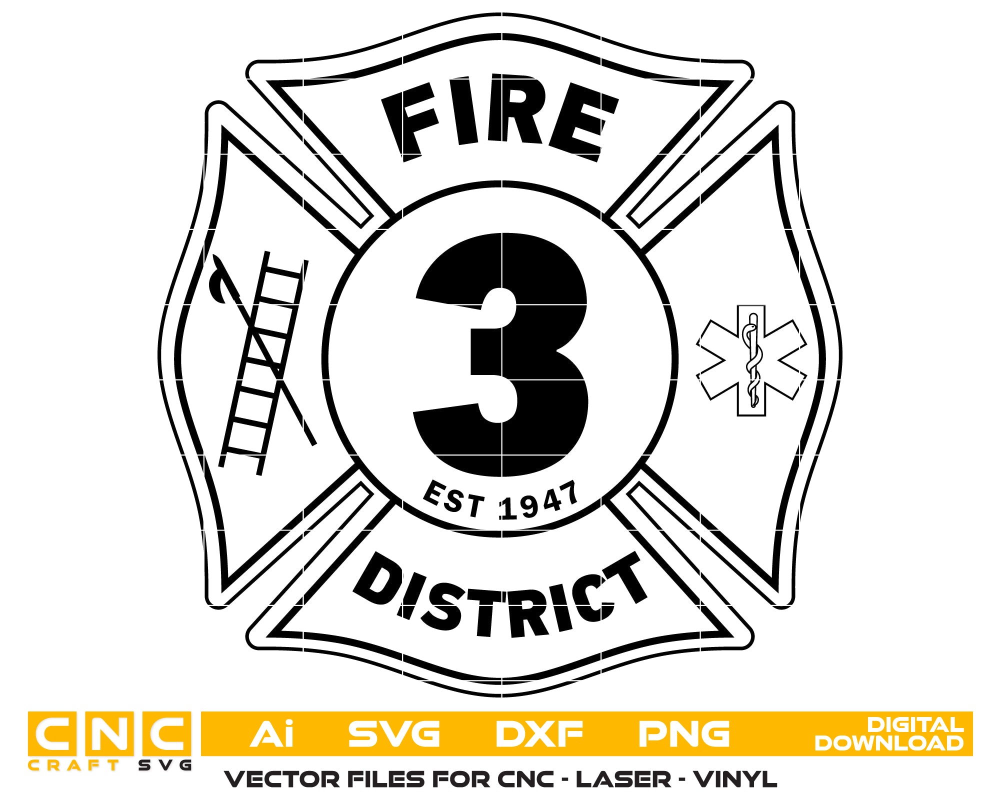 District 3 Fire Department Patch SVG

Firefighter Maltese Cross Vector

Fire District 3 Emblem

Firefighter Plaque Engraving File

Fire Department Sign CNC File