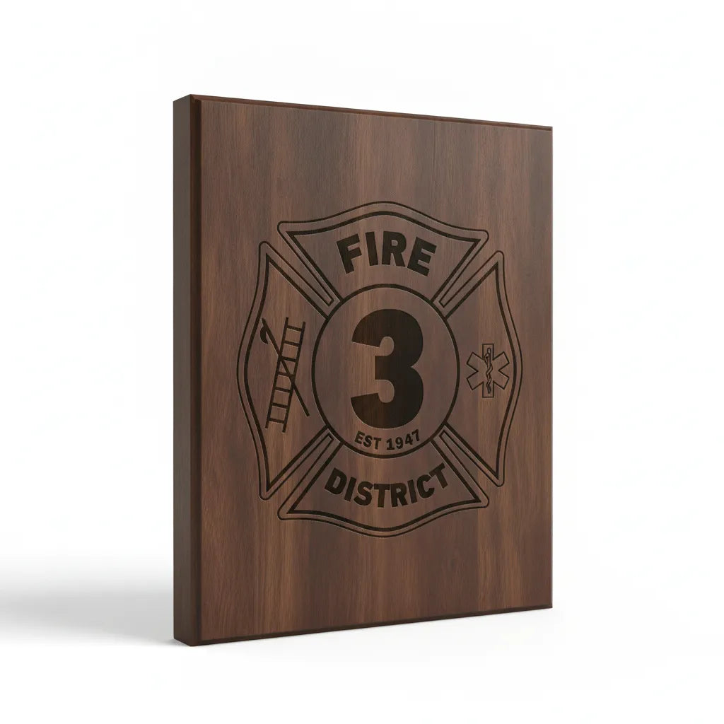 District 3 Fire Department Patch SVG

Firefighter Maltese Cross Vector

Fire District 3 Emblem

Firefighter Plaque Engraving File

Fire Department Sign CNC File