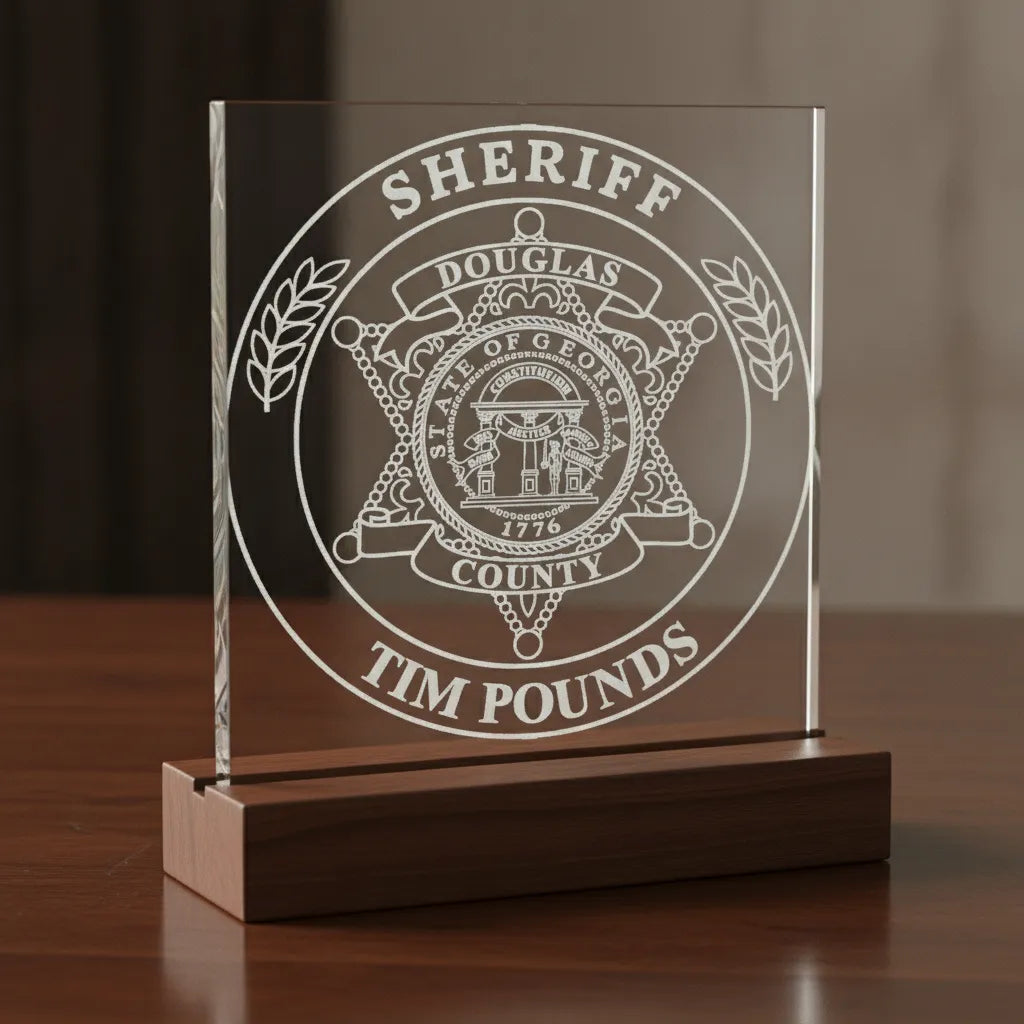 Douglas County Sheriff Badge SVG

Georgia Law Enforcement Vector

Douglas County Sheriff Emblem

Officer Plaque Engraving File

Sheriff Badge Sign CNC File