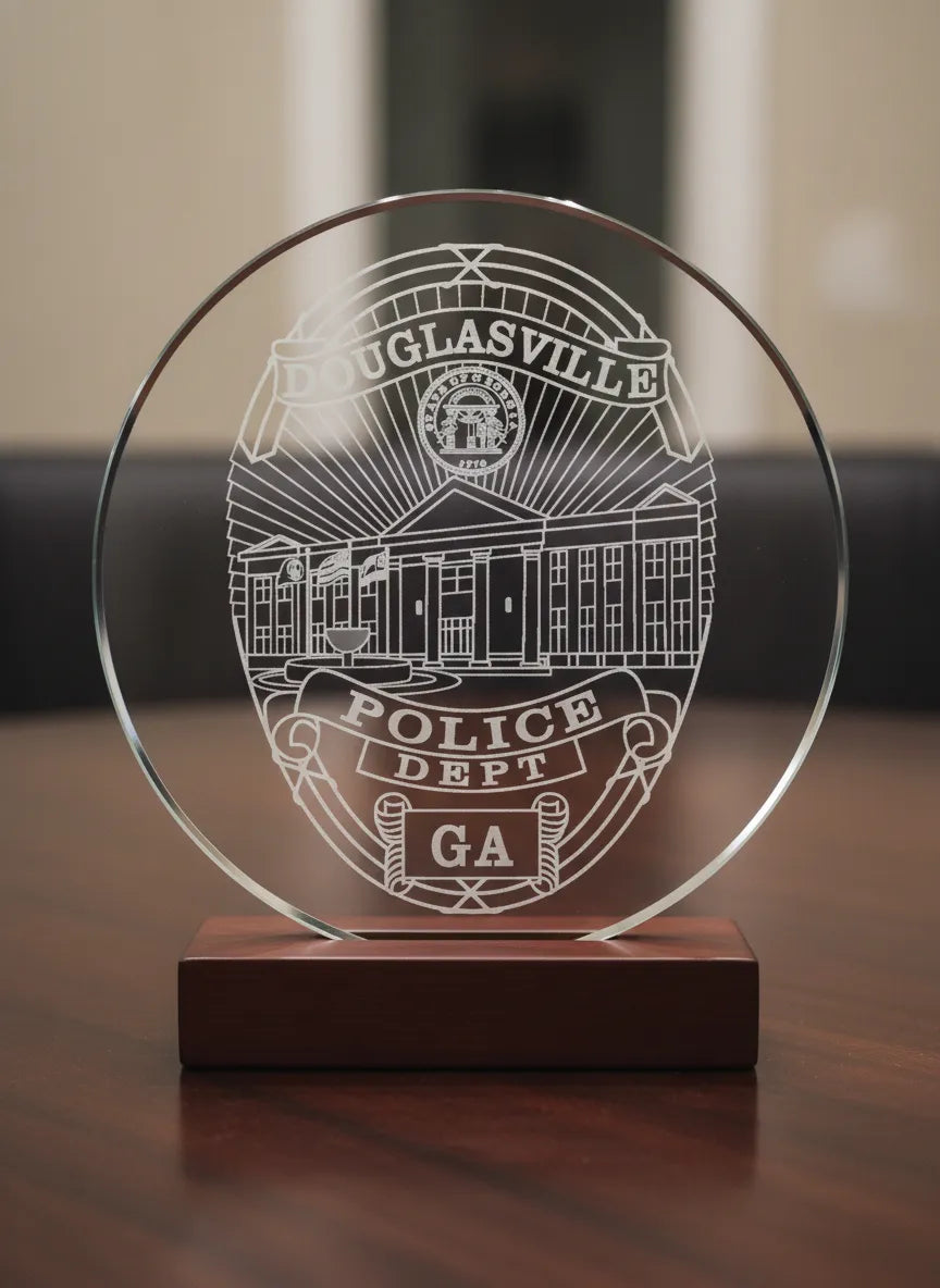Douglasville Police Department Badge SVG

Georgia Law Enforcement Vector Design

Civic Building Police Badge Engraving File

Douglasville GA Police Sign CNC File

Oval Sunburst Badge Vector for Lasers
