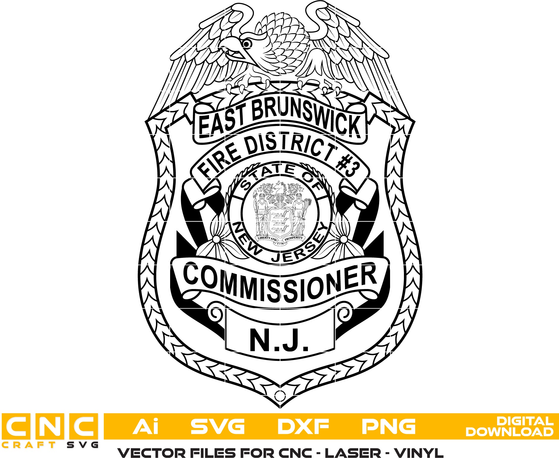 East Brunswick Fire District 3 Commissioner Badge SVG for CNC

East Brunswick NJ Fire Badge Vector for Laser Engraving

New Jersey Fire Commissioner Emblem for Wood Carving

Professional East Brunswick Fire Shield Design

East Brunswick Fire SVG Logo for CNC Router Projects