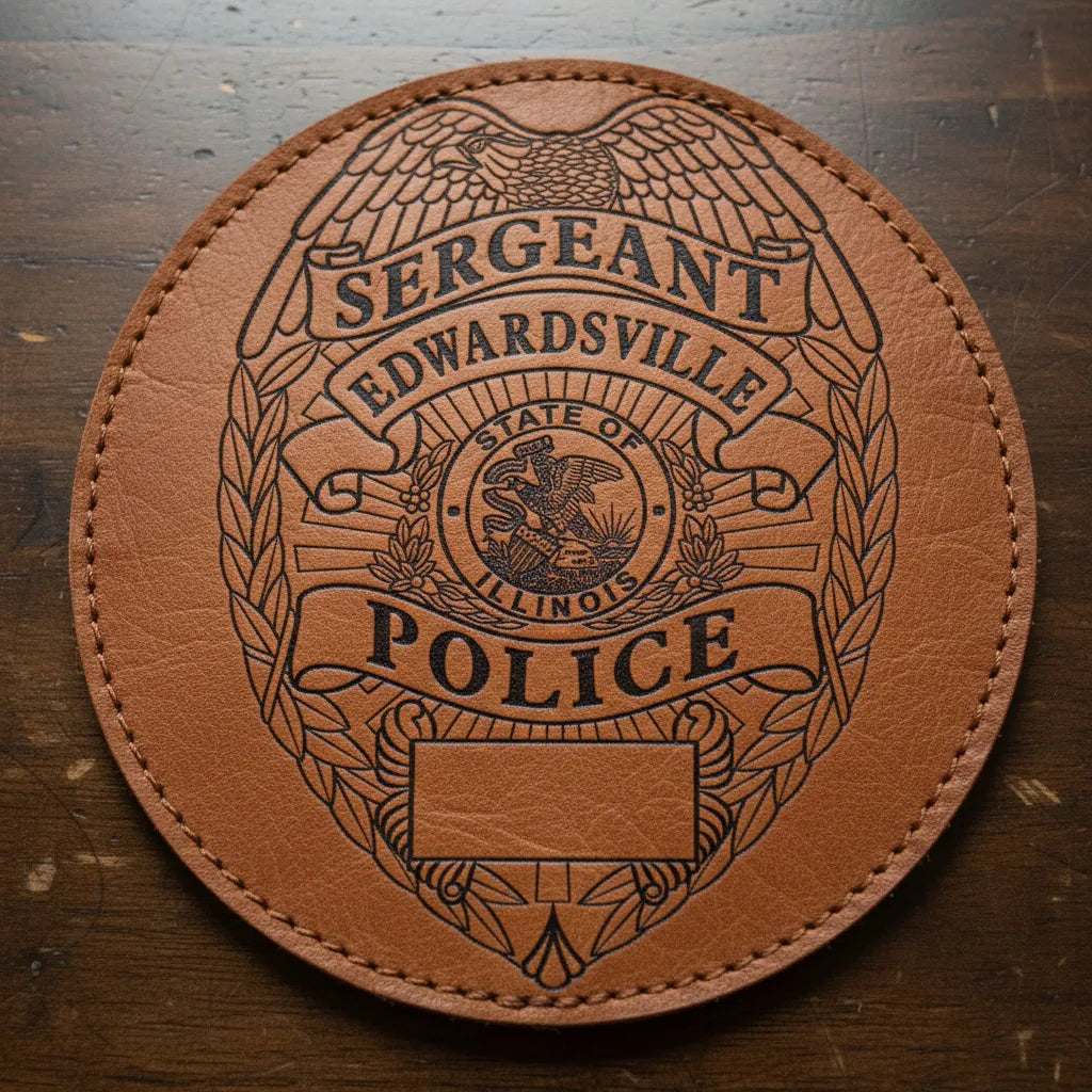 Edwardsville Police Sergeant Badge SVG

Illinois Law Enforcement Vector Design

Eagle Police Badge Engraving File

Edwardsville IL Police Sign CNC File

State of Illinois Seal Vector for Laser Cutting