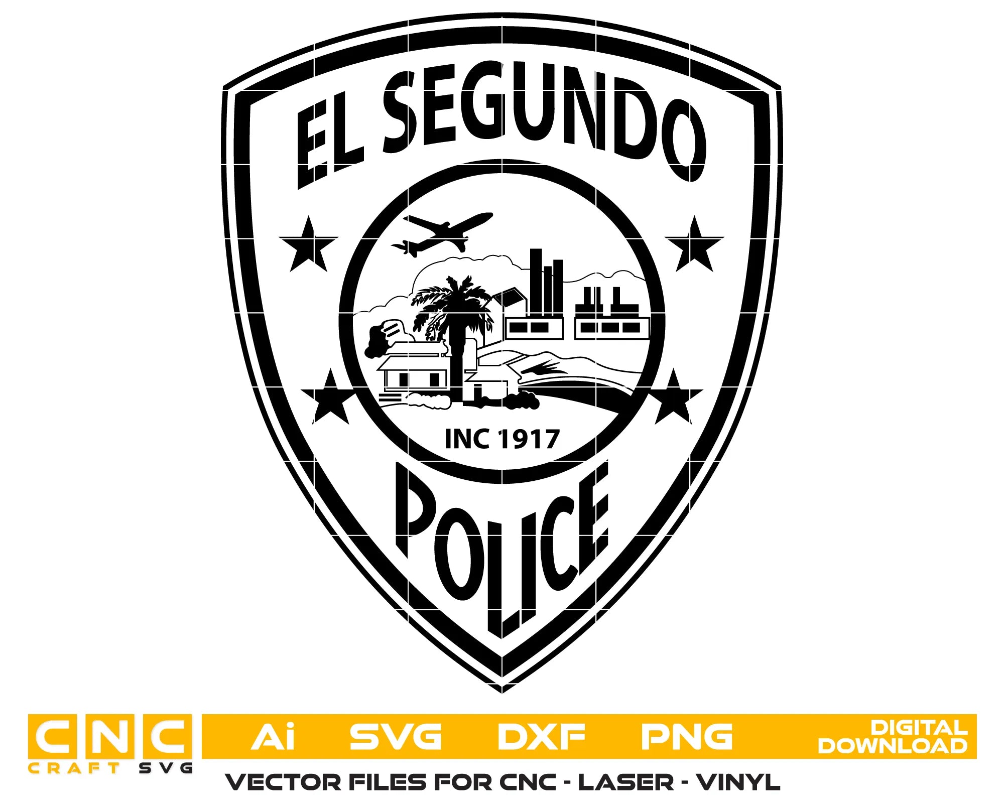 El Segundo Police Logo SVG

California Law Enforcement Vector

Police Emblem Engraving File

El Segundo Police Sign CNC File

Police Logo Vector for Laser Cutting