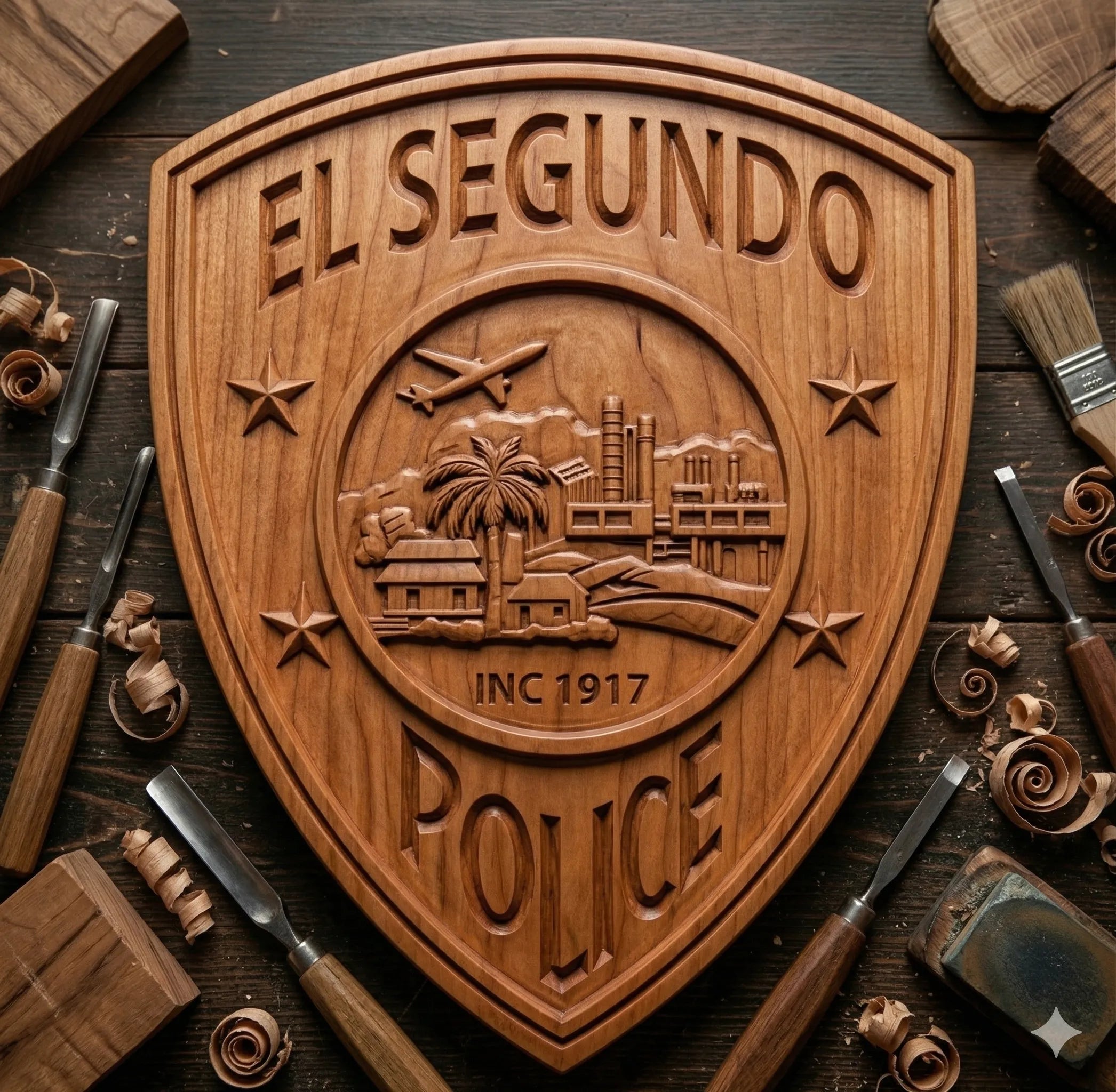 El Segundo Police Logo SVG

California Law Enforcement Vector

Police Emblem Engraving File

El Segundo Police Sign CNC File

Police Logo Vector for Laser Cutting