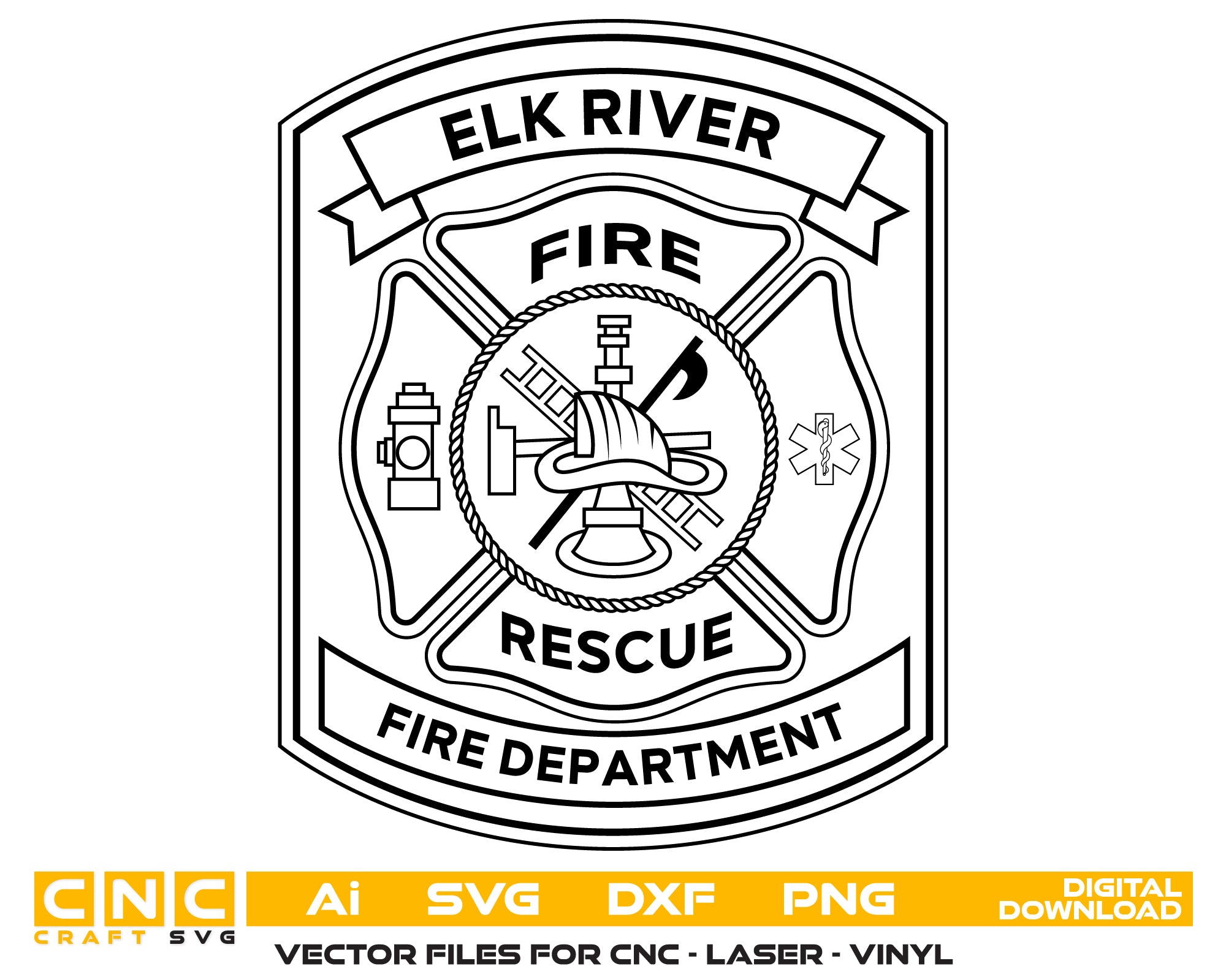 Elk River Fire Department Patch SVG

Fire Rescue Maltese Cross Vector

Elk River Firefighter Emblem

Firefighter Plaque Engraving File

Fire Department Sign CNC File