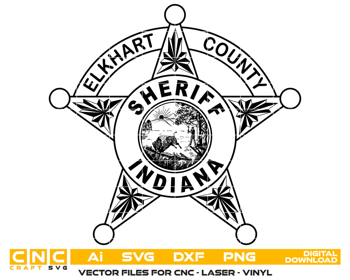 Elkhart County Sheriff Badge SVG Indiana Law Enforcement Vector