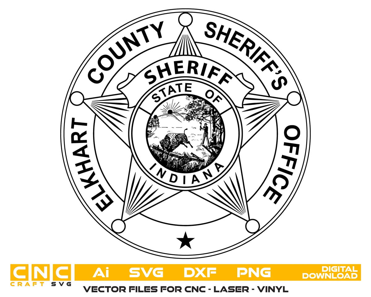 Elkhart County Sheriff's Office Badge SVG Indiana Law Enforcement Vector