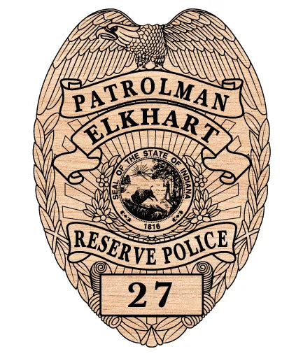 Elkhart Patrolman Reserve Police Badge Indiana SVG Law Enforcement Vector