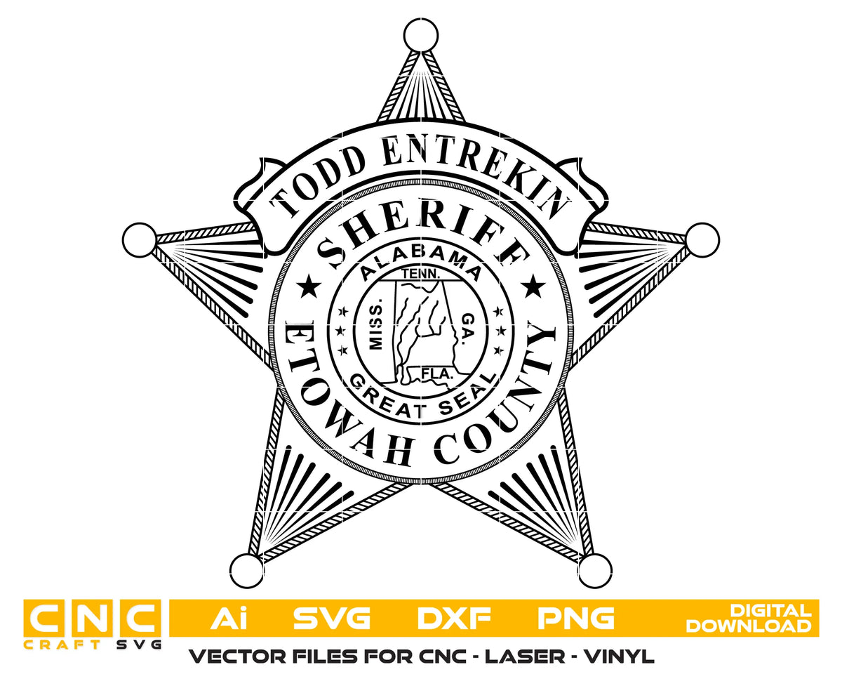 Etowah County Sheriff's Office Badge SVG Alabama Law Enforcement Vector