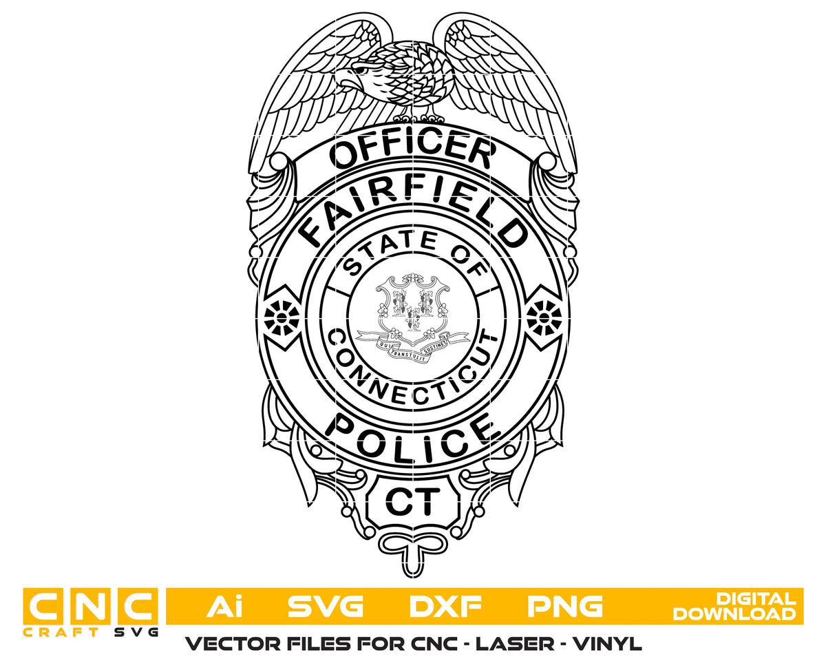 Fairfield Police Officer Badge SVG Connecticut Law Enforcement Vector