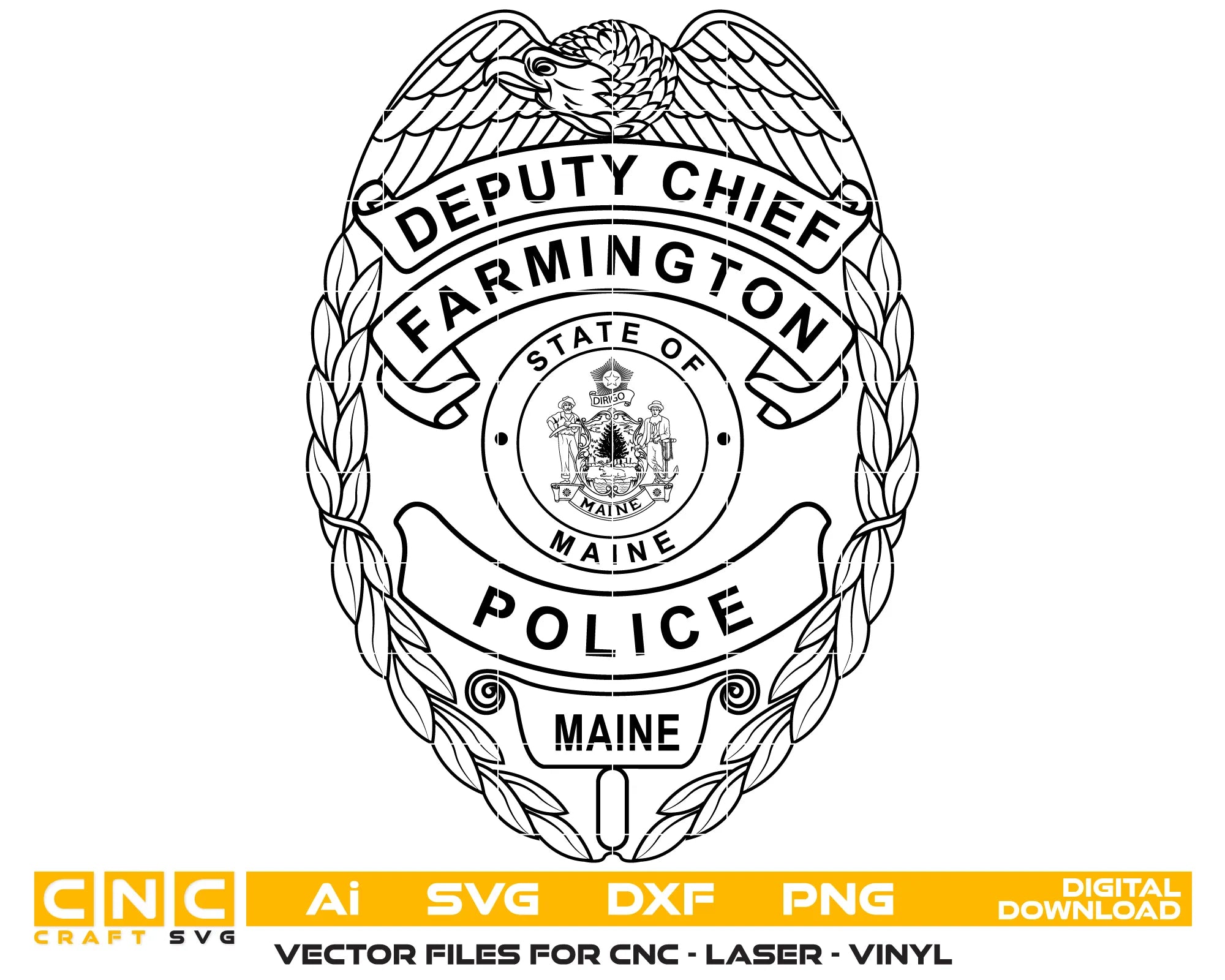 Farmington Police Deputy Chief Badge SVG Maine Law Enforcement Vector