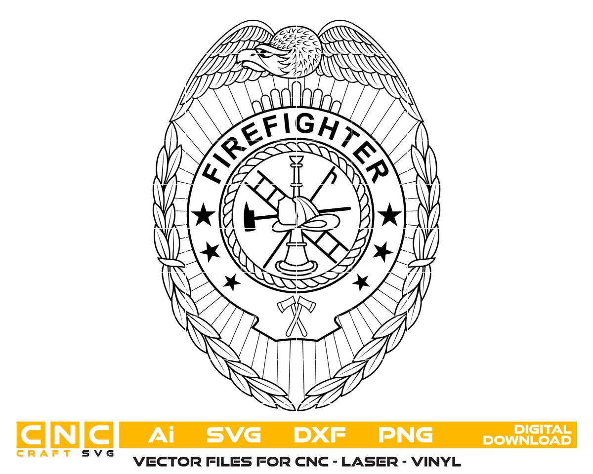 Firefighter Badge SVG Eagle Fire Department Vector