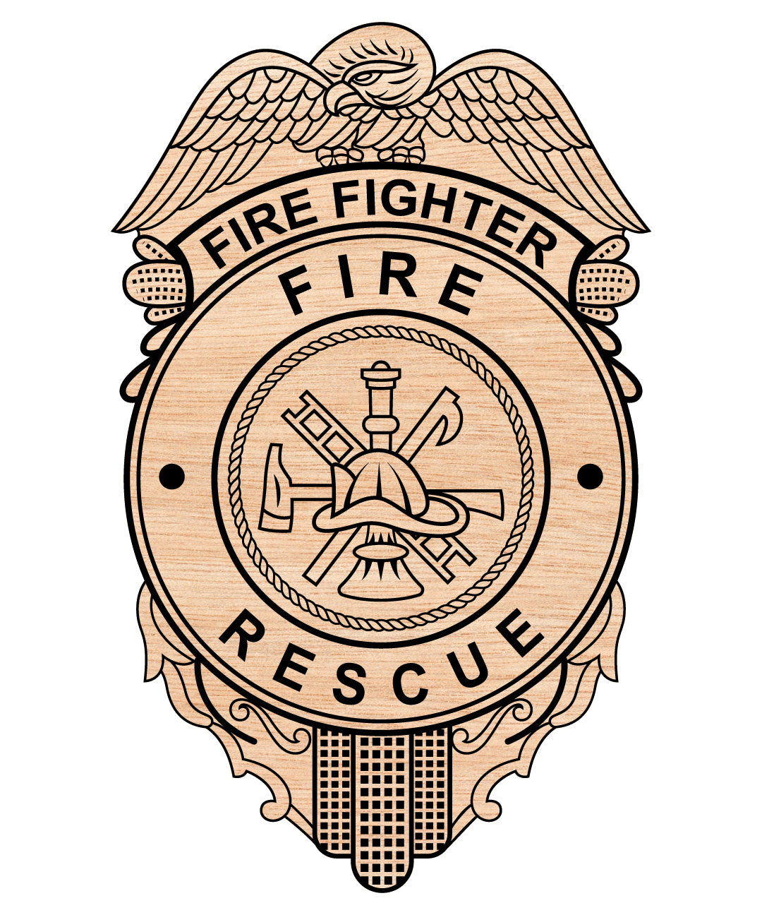 Firefighter Fire Rescue Badge SVG

Fire Department Emblem Vector

Fire Rescue Logo for Engraving

Firefighter Shield CNC Design

Fire Station Plaque Vector File