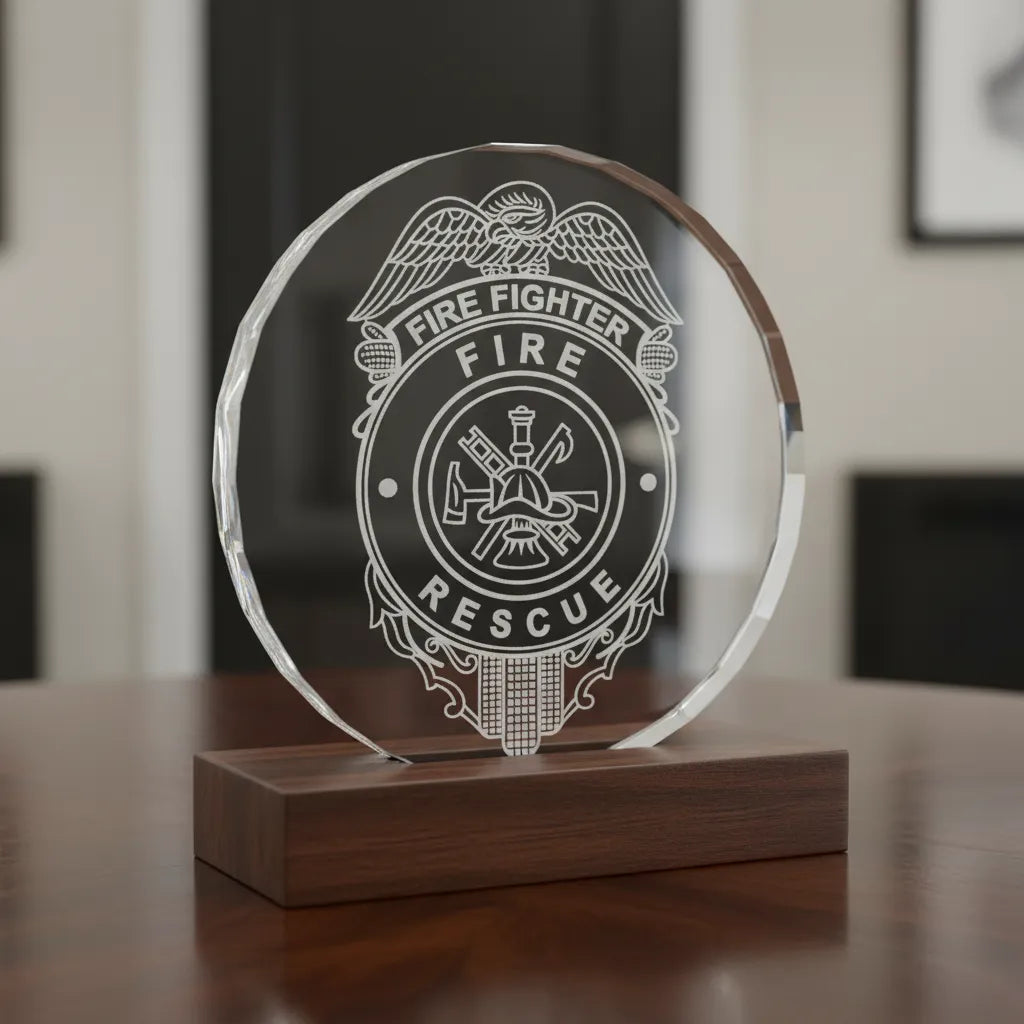 Firefighter Fire Rescue Official Badge SVG

Fire Service Eagle Badge Vector Design

Firefighter Scramble Helmet Axe Engraving File

Firehouse Retirement Plaque Sign CNC File

Eagle Crowned Fire Rescue Badge Vector for Lasers