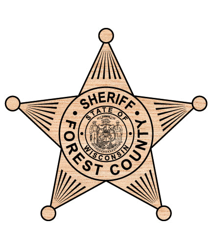 Forest County Sheriff Badge SVG for CNC

Forest County WI Sheriff Vector for Laser Engraving

Wisconsin Law Enforcement Emblem for Wood Carving

Professional Forest County Sheriff Shield Design

Forest County Sheriff SVG Logo for CNC Router Projects