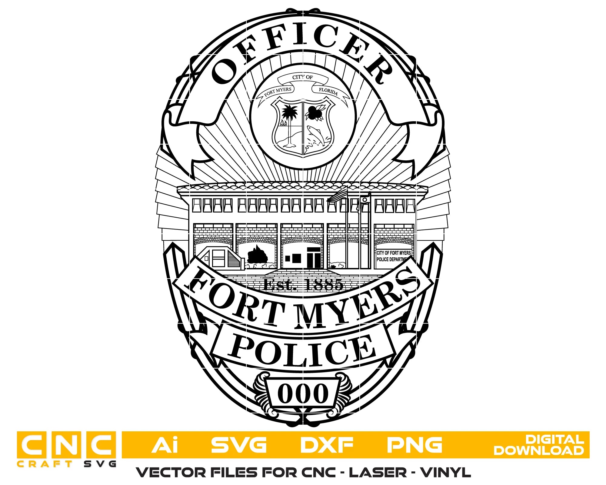 Fort Myers Police Officer Badge SVG Florida Law Enforcement Vector