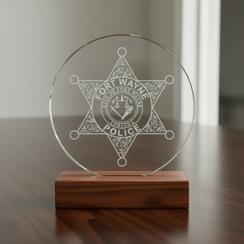 Fort Wayne Police Badge SVG

Indiana Law Enforcement Vector

6-Point Star Police Emblem

Officer Plaque Engraving File

Fort Wayne Police Sign CNC File