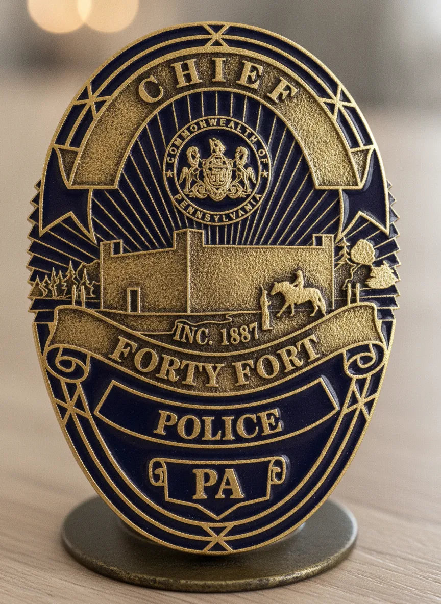 Forty Fort Police Chief Badge SVG

Pennsylvania Law Enforcement Shield Vector

Commonwealth of PA Seal Engraving File

Forty Fort Police Badge Sign CNC File

Police Chief Shield Vector for Lasers