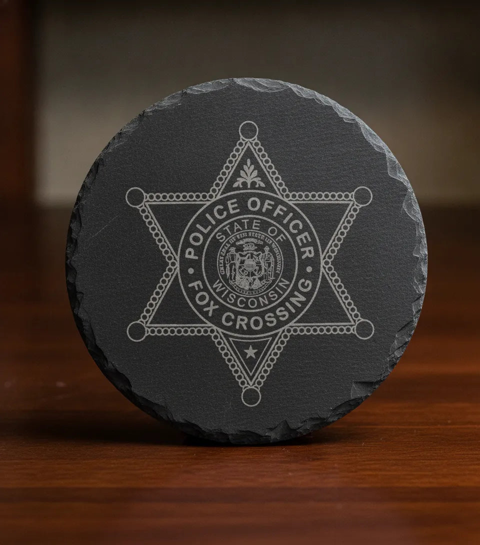 Fox Crossing Police Badge SVG

Wisconsin Law Enforcement Vector

Fox Crossing Police Emblem

Officer Plaque Engraving File

Police Badge Sign CNC File