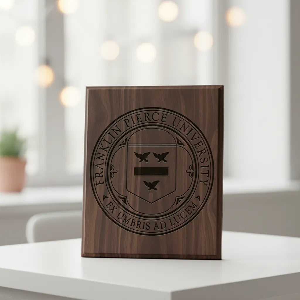 Franklin Pierce University Logo SVG

Collegiate Academic Seal Vector Design

University Shield Engraving File

Franklin Pierce NH Sign CNC File

FPU Ravens Logo Vector for Lasers