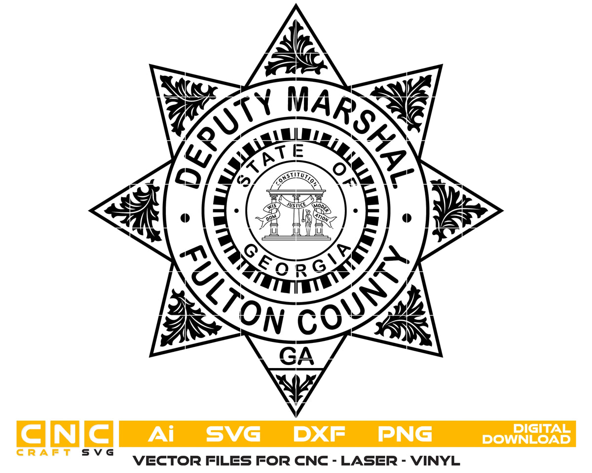 Fulton County Deputy Marshal Badge Georgia SVG Law Enforcement Vector