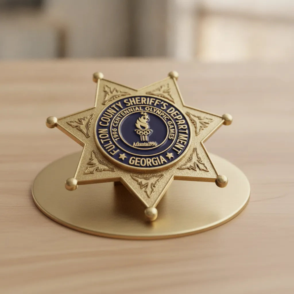 Fulton County Sheriff Olympic Badge SVG

Georgia Law Enforcement Vector

1996 Centennial Olympic Games Emblem

Officer Plaque Engraving File

Sheriff Badge Sign CNC File