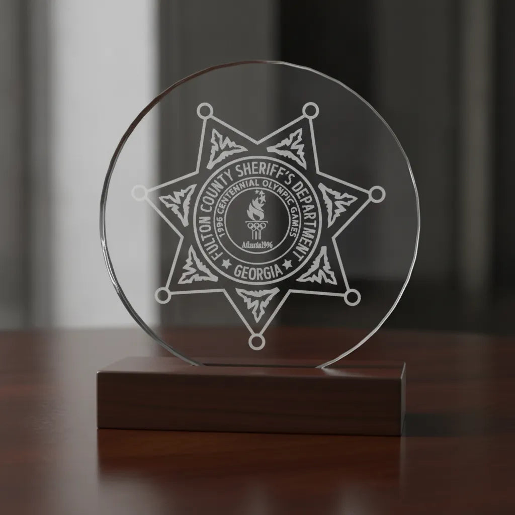 Fulton County Sheriff Olympic Badge SVG

Georgia Law Enforcement Vector

1996 Centennial Olympic Games Emblem

Officer Plaque Engraving File

Sheriff Badge Sign CNC File