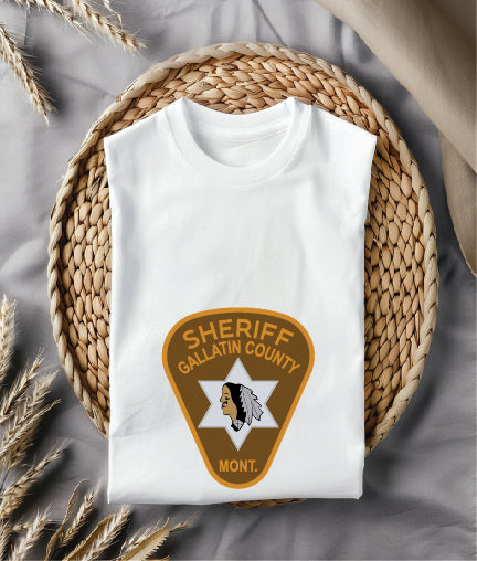 Gallatin County Sheriff Patch Color SVG

Montana Sheriff Brown and Gold Vector

Native American Chief Police Emblem Color

Law Enforcement Patch for Sublimation

Gallatin County MT Logo Printable