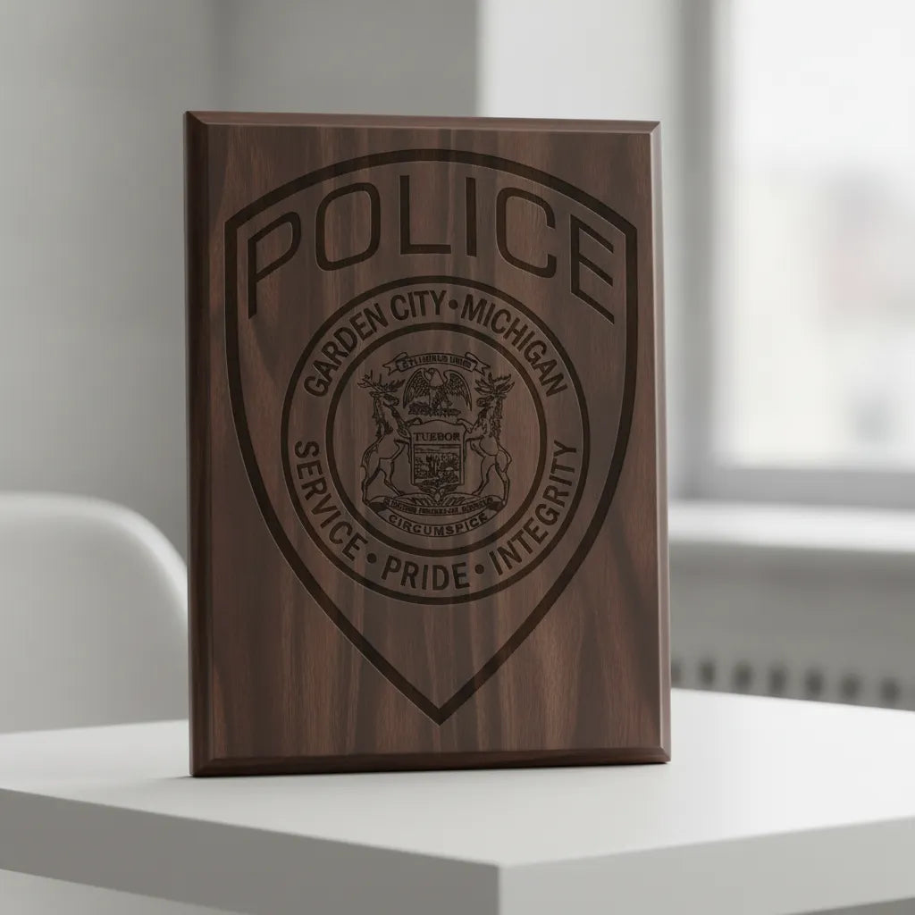 Garden City Michigan Police Patch SVG

Michigan Law Enforcement Shield Vector

State of Michigan Coat of Arms Engraving File

Garden City Police Patch Sign CNC File

Police Shield Vector for Lasers