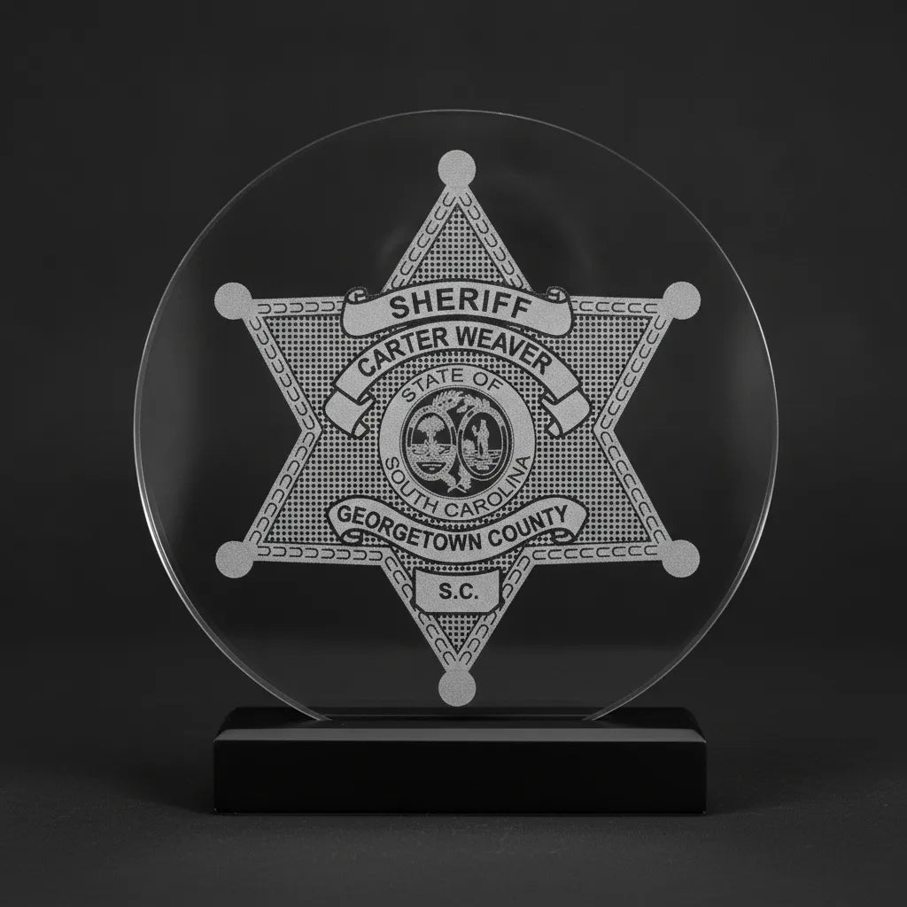 Georgetown County Sheriff Badge SVG

South Carolina Law Enforcement Star Vector

State of SC Seal Engraving File

6 Point Sheriff Star Sign CNC File

Sheriff Badge Vector for Lasers