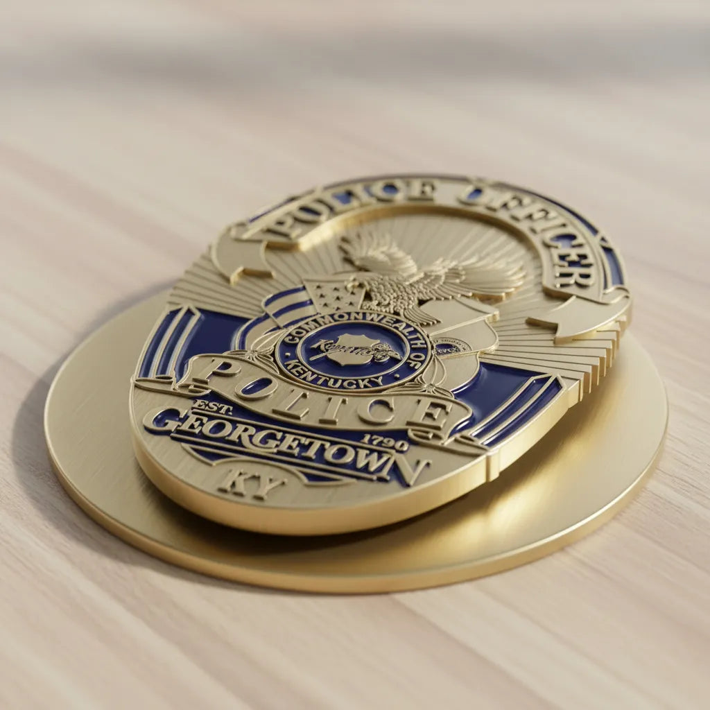Georgetown Police Officer Badge SVG

Kentucky Law Enforcement Vector Design

Eagle and Flags Police Badge Engraving File

Georgetown KY Police Sign CNC File

Commonwealth of Kentucky Seal Vector for Laser Cutting