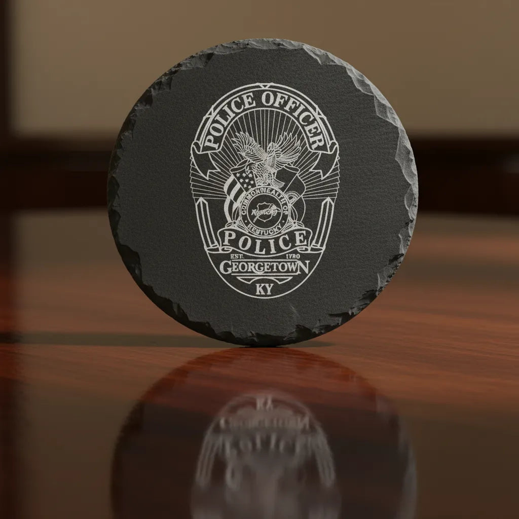 Georgetown Police Officer Badge SVG

Kentucky Law Enforcement Vector Design

Eagle and Flags Police Badge Engraving File

Georgetown KY Police Sign CNC File

Commonwealth of Kentucky Seal Vector for Laser Cutting
