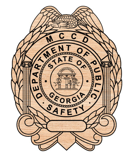 Georgia Public Safety Badge SVG

Georgia Law Enforcement Vector

MCCD Police Eagle Emblem

Officer Plaque Engraving File

Georgia Safety Sign CNC File