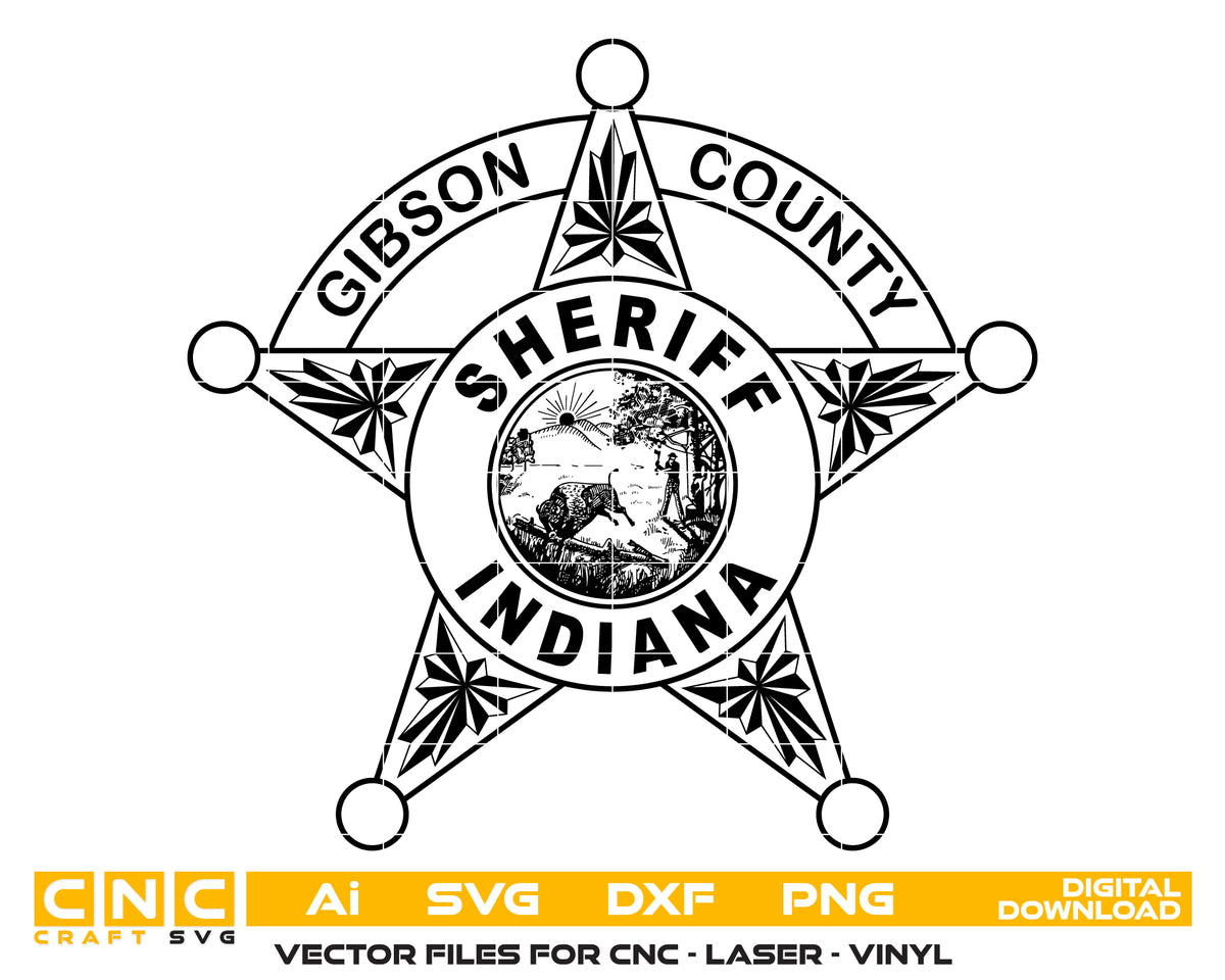 Gibson County Sheriff Badge SVG Indiana Law Enforcement Vector
