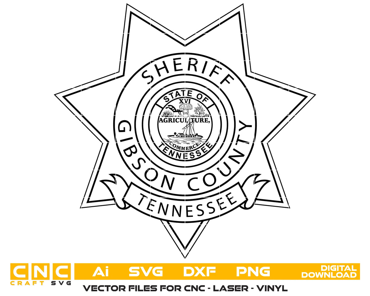 Gibson County Sheriff Badge Tennessee SVG Police Vector