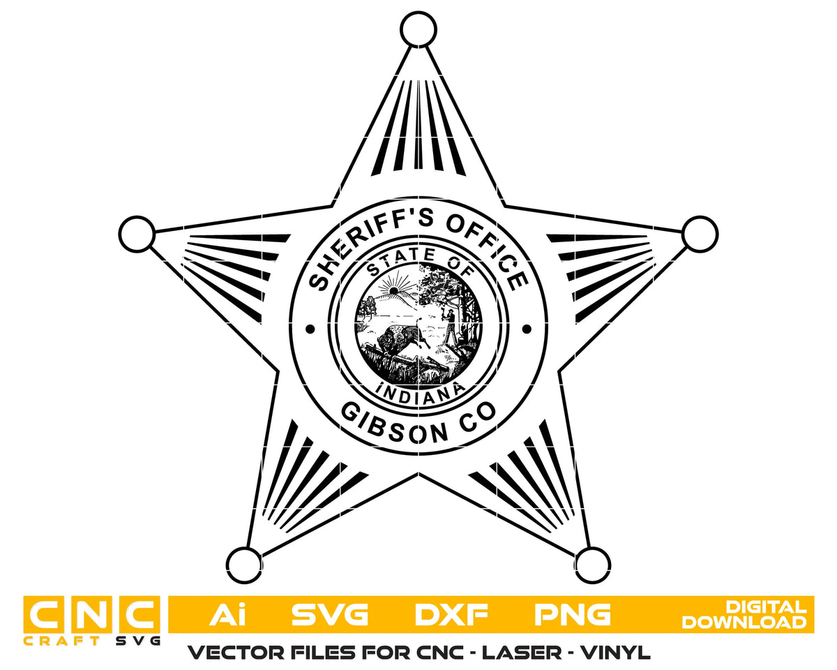 Gibson County Sheriff's Office Badge Indiana SVG Law Enforcement Vector
