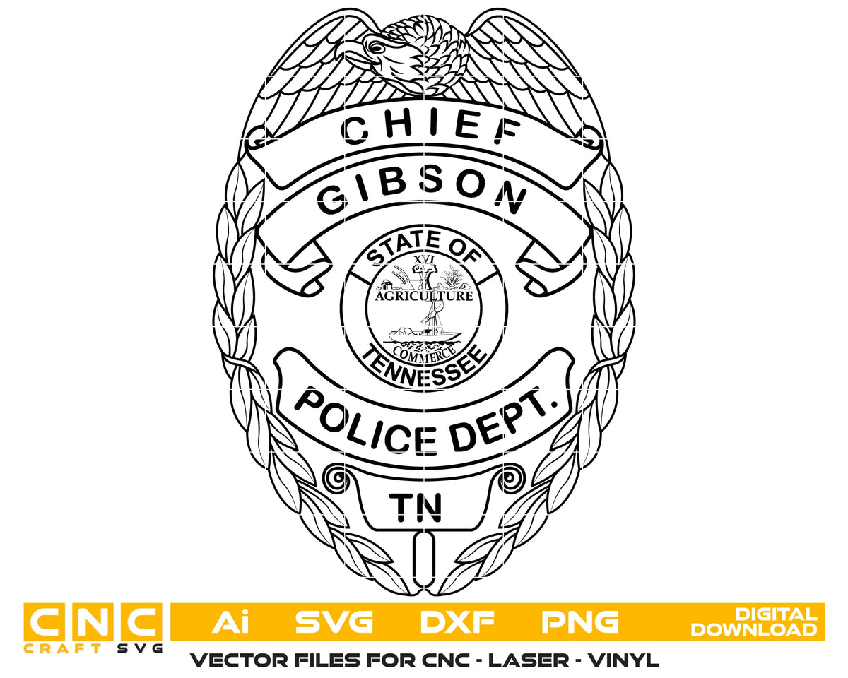 Gibson Police Chief Badge SVG Tennessee Law Enforcement Vector