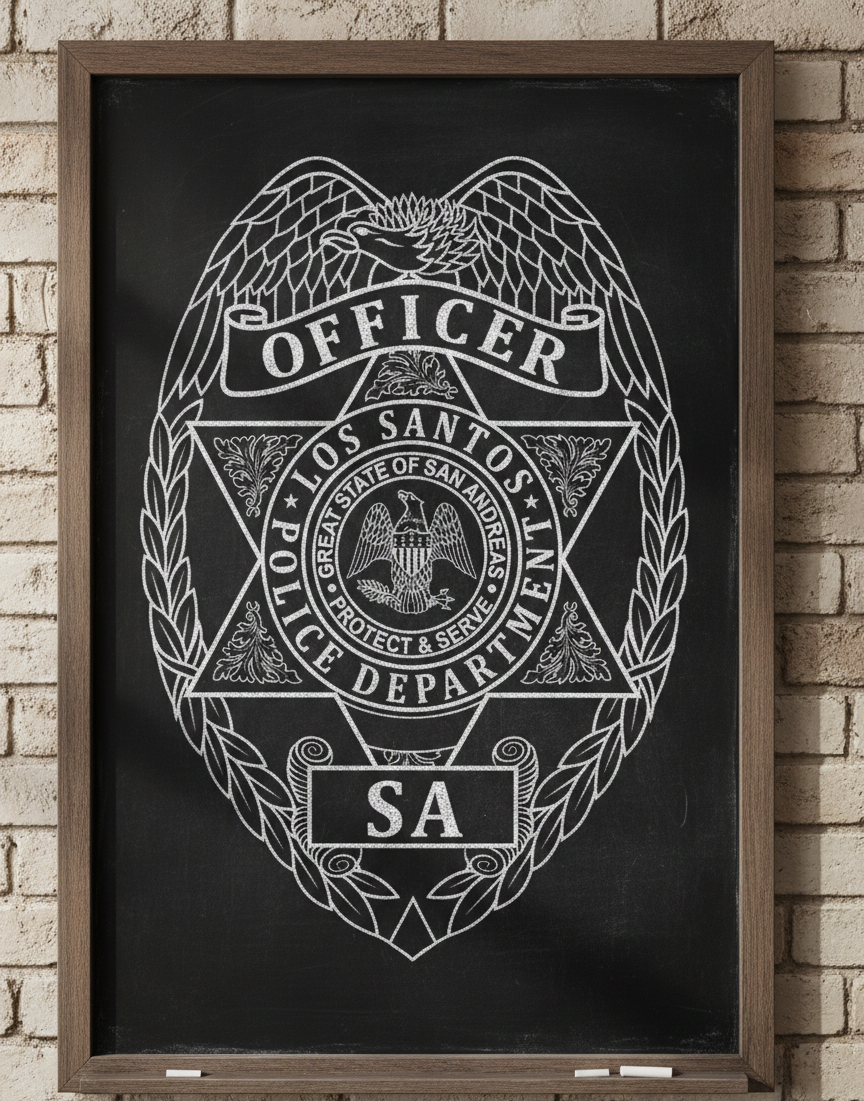 Los Santos Police Officer Badge SVG

LSPD Badge Vector for Cosplay

San Andreas Law Enforcement Emblem

Grand Theft Auto Police Shield Design

FiveM Roleplay Badge CNC File