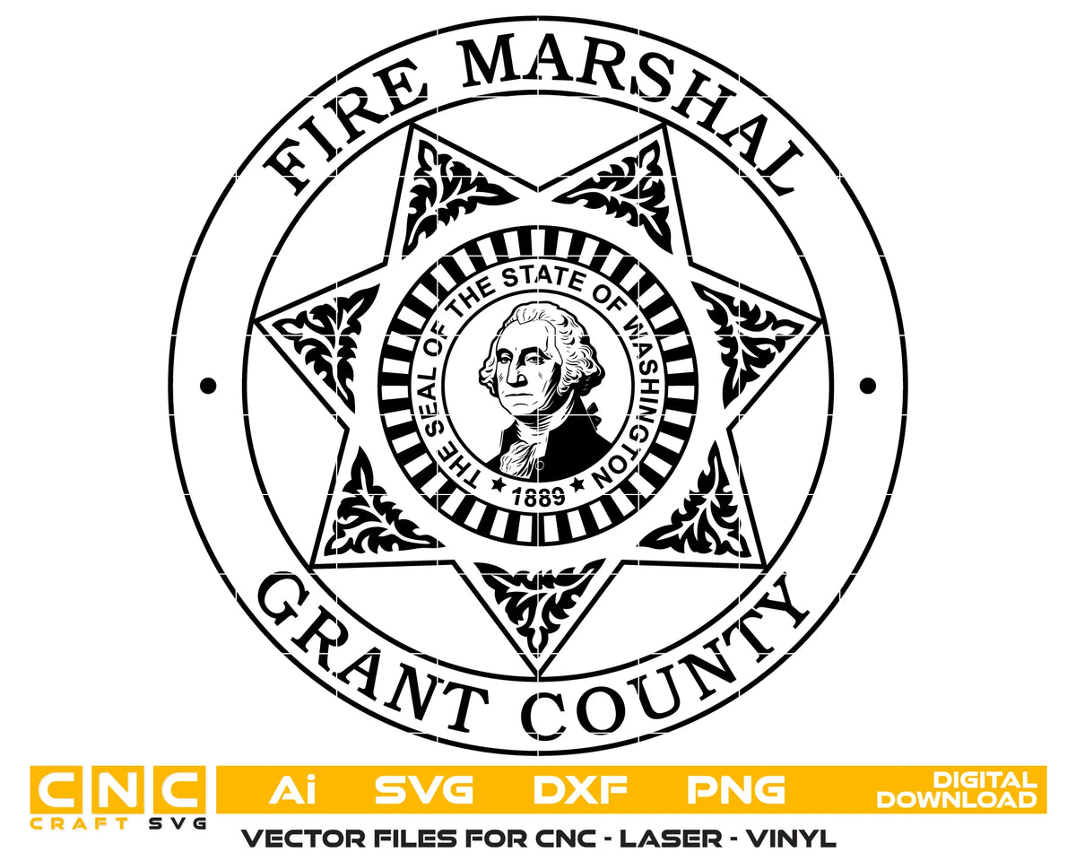 Grant County Fire Marshal Badge Washington SVG Fire Rescue Vector