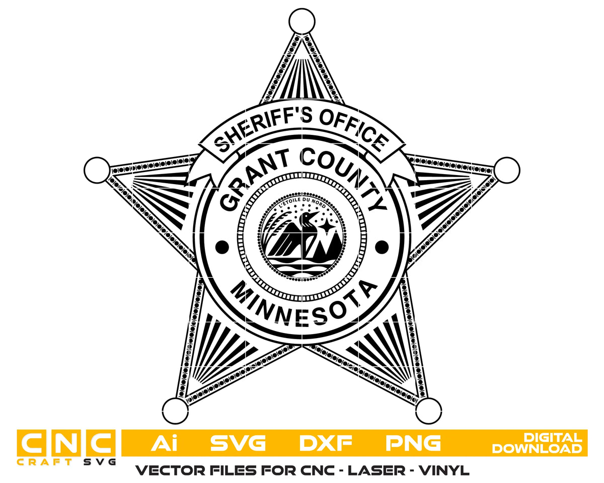 Grant County Sheriff's Office Badge Minnesota SVG Law Enforcement Vector