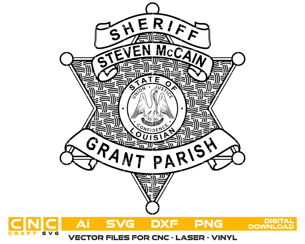 Grant Parish Sheriff Steven McCain Badge Louisiana SVG Law Enforcement Vector