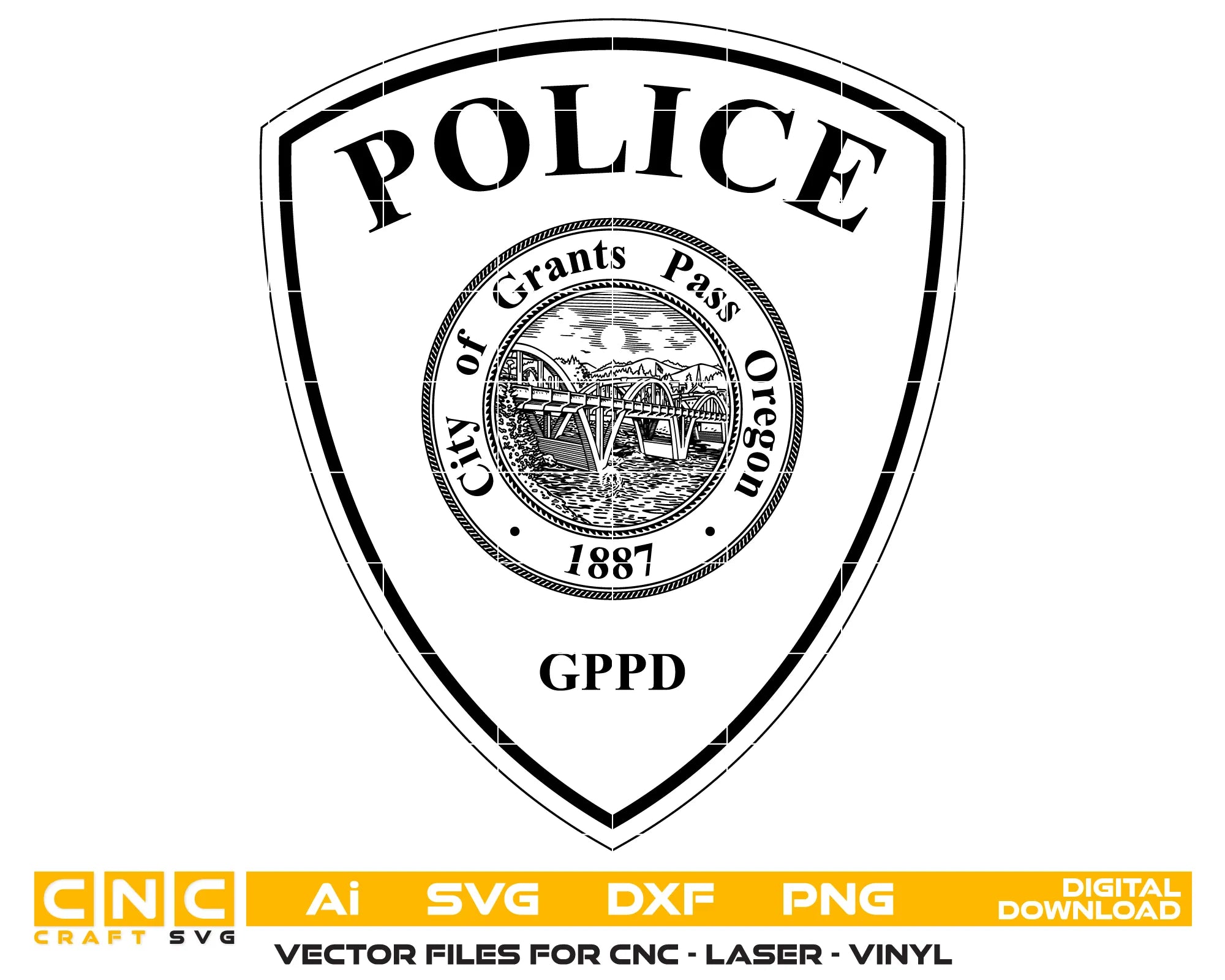 Grants Pass City Police Department Patch SVG Oregon Law Enforcement Vector
