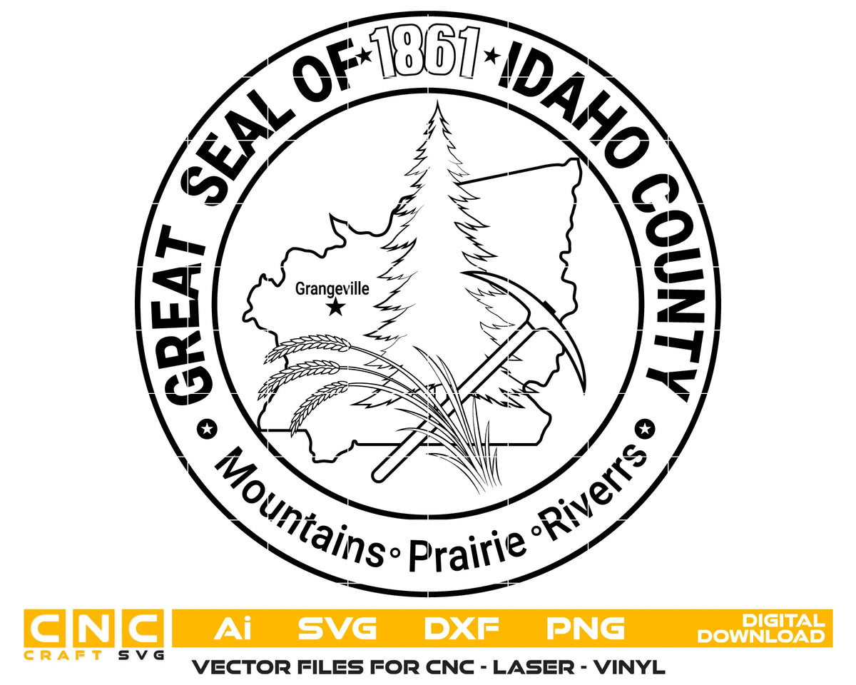 Great Seal of Idaho County Idaho SVG Seal Vector